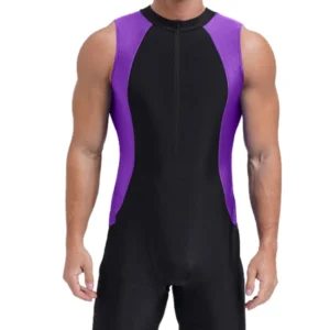 Purple Sleeveless Front-Zip Bathing Suit Shorty Wetsuit