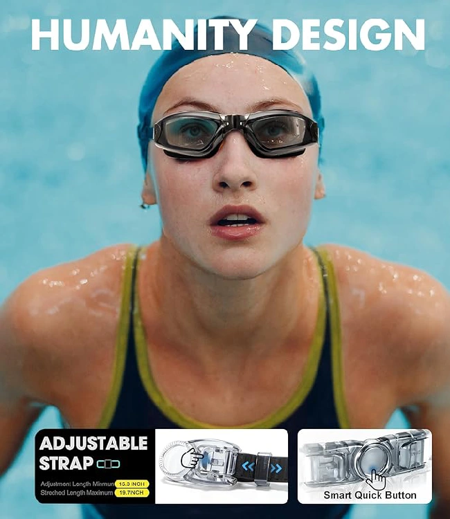 Anti-Fog Pool Goggles with UV400 Protection & No-Leak Seal - Pack of 2 - Image 2